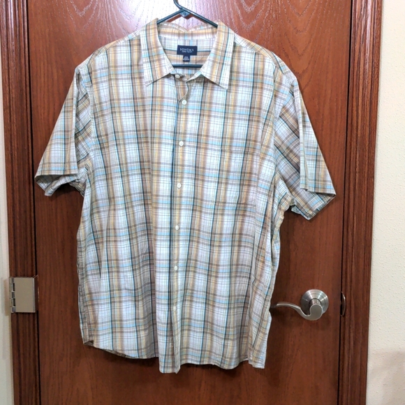 Sonoma Other - Sonoma Men's Tan Plaid Short Sleeve Button-Down Shirt Size XXL
